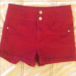 Love Fire red high waisted shorts